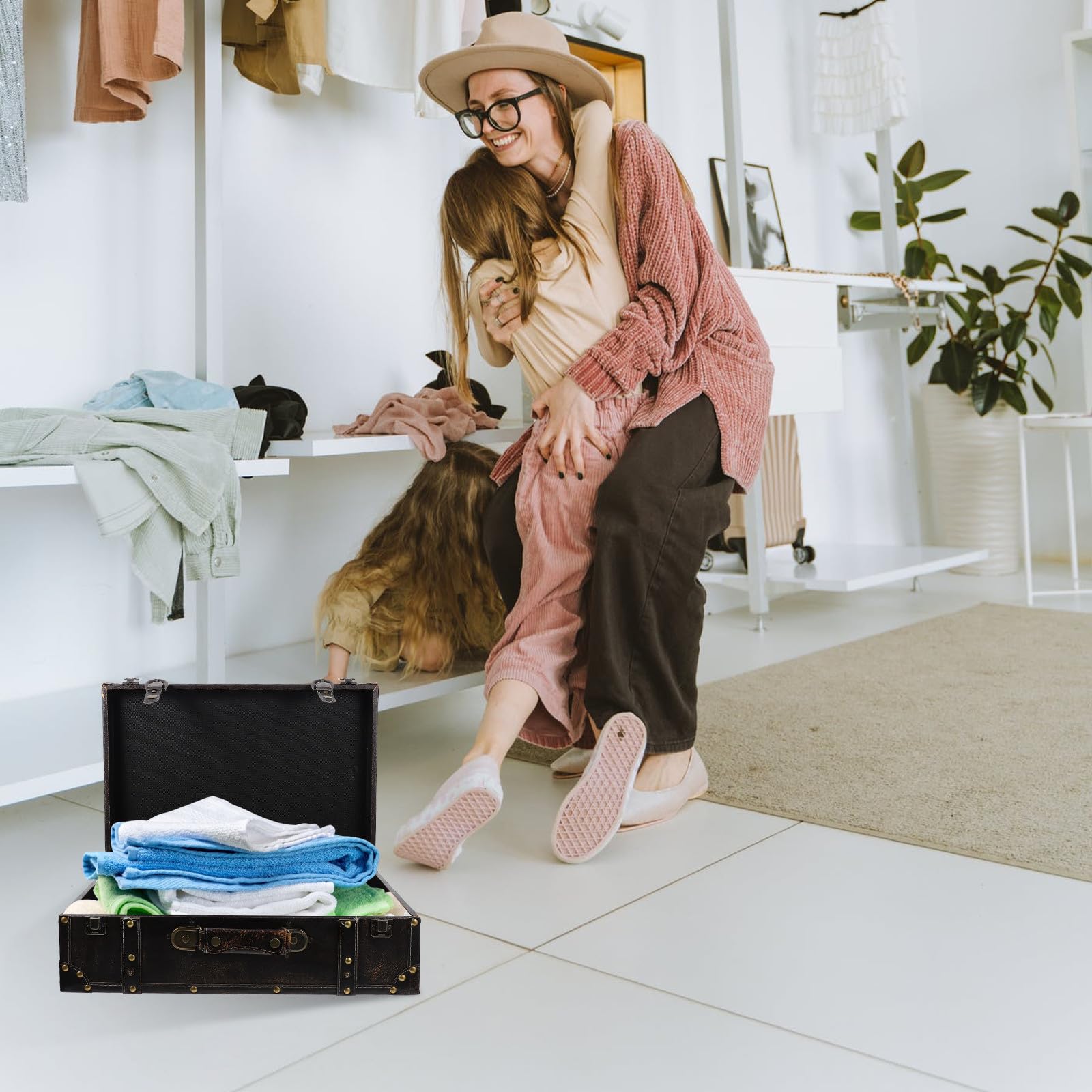 BESTYASH Boîte de Rangement en Bois Chic et Élégante pour Valise de Voyage, Grosse Capacité et Facile à Transporter, Accessoire Pratique pour Organiser Vos Affaires
