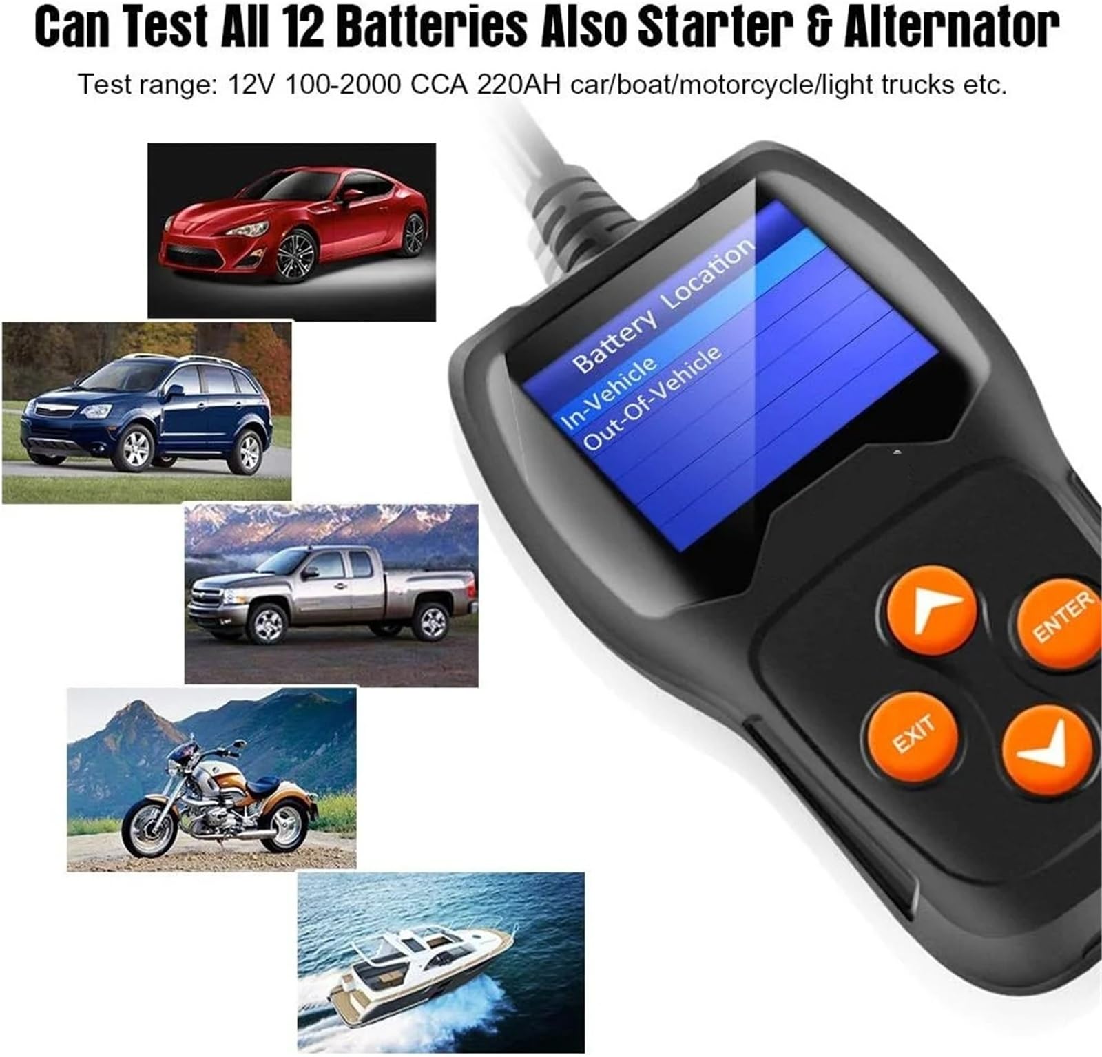 Tester akumulatora samochodowego 12 V Profesjonalny 100-2000 CCA Analizator obciążenia akumulatora samochodowego do samochodu/łodzi/motocykla Rozrusznik Alternator