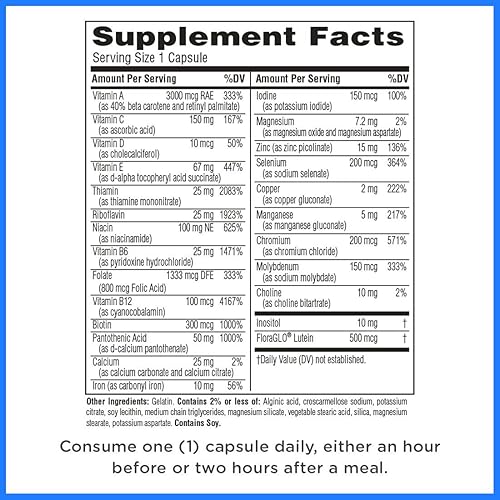 Miniatura 2 de Twinlab Daily One Caps Suplemento multivitamínico y mineral con hierro, 180 cápsulas