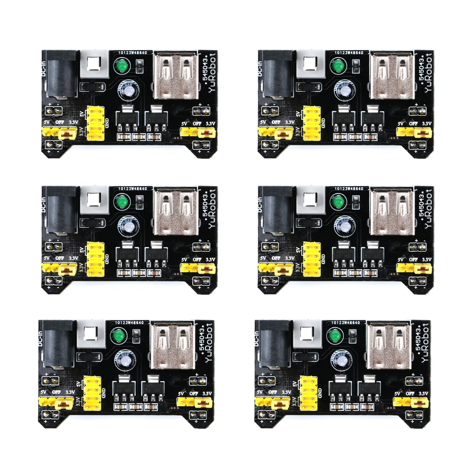 EC Buying6Pcs 5V 3.3V Power Supply Module MB102 Breadboard Power Module DC 6.5-12V USB Power Supply Module