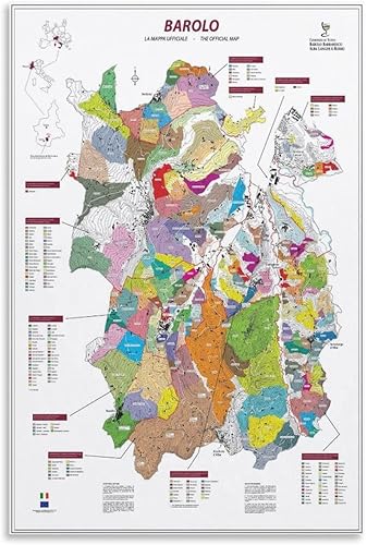 Miniatura 1 de Barolo - Póster de mapa de viñedo, mapa de vino, mapa de la región del vino, decoración de pintura, póster de arte festivo y póster M, lienzo para