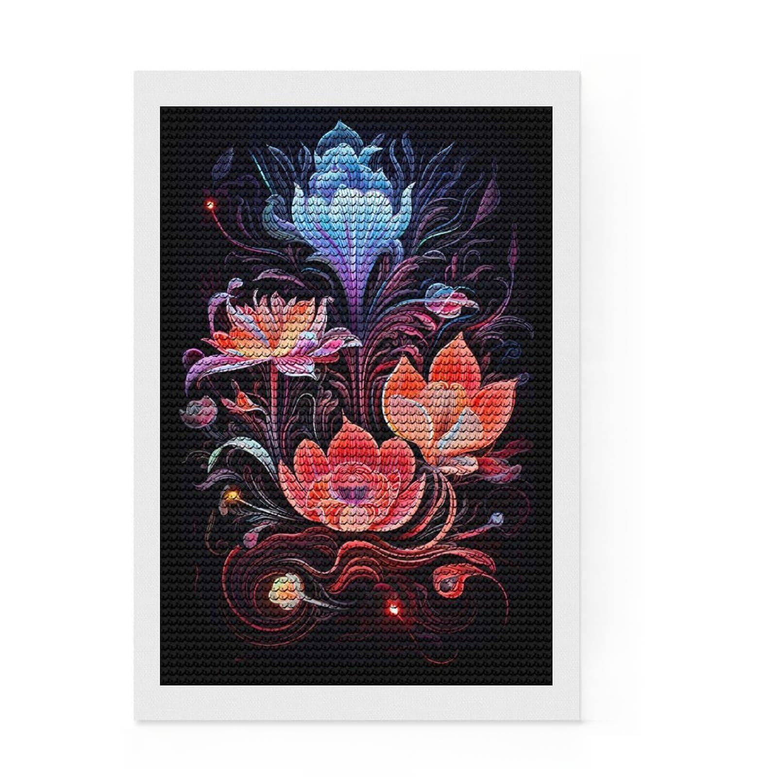 Junmoney Neon VIII Diamond Painting Set 8"x12", Stress Relief Craft, Finish and Display, Boho Decor, for Women, Sparkling Round Gems