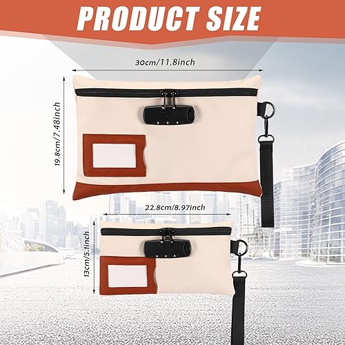 Miniatura 2 de LEIFIDE Paquete de 2 bolsas de dinero con cerradura y bolsa de bloqueo, bolsa de efectivo con cerradura para lápices con cerradura de combinación