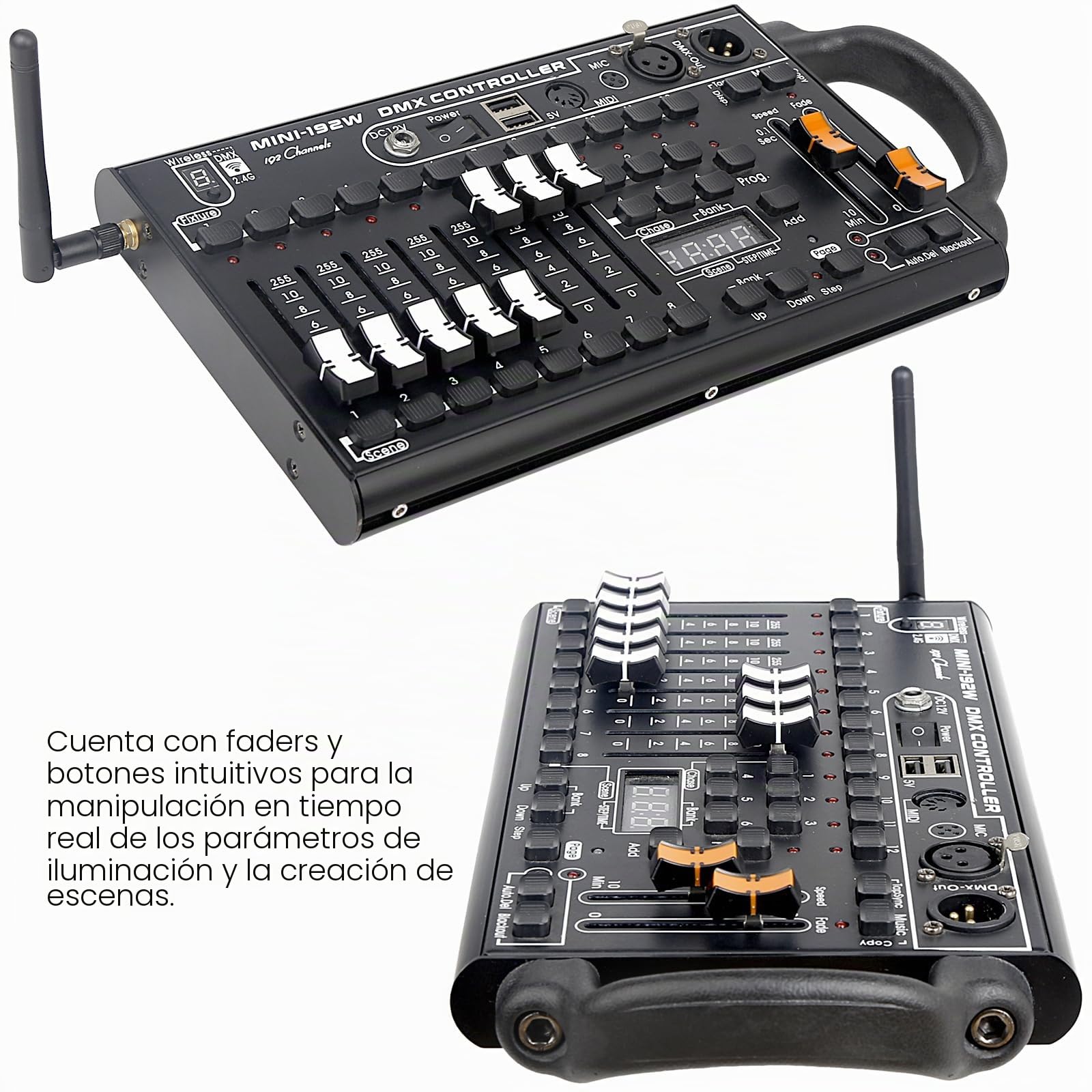 DMX512 Control de iluminación para escenarios, consola profesional de 192 canales para DJs, KTV y conciertos, sistema de control de iluminación inalámbrico