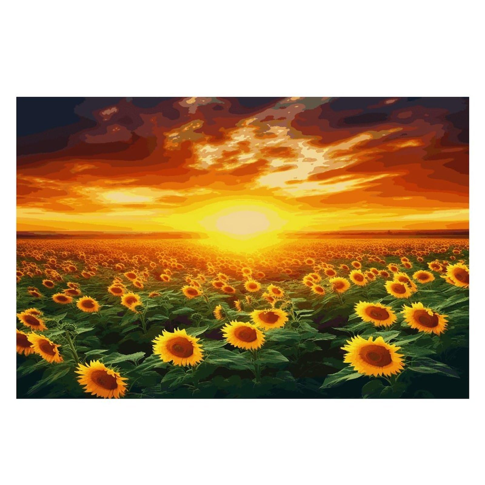 Dreamlike Sunset of A Sunflower Field Placemats Heat-Resistant Washable Place Mats Anti Slip Dining Table Place Mats Wipeable Dining Table Mats Kitchen Decoration Placemats 17.7’’×11.8’’