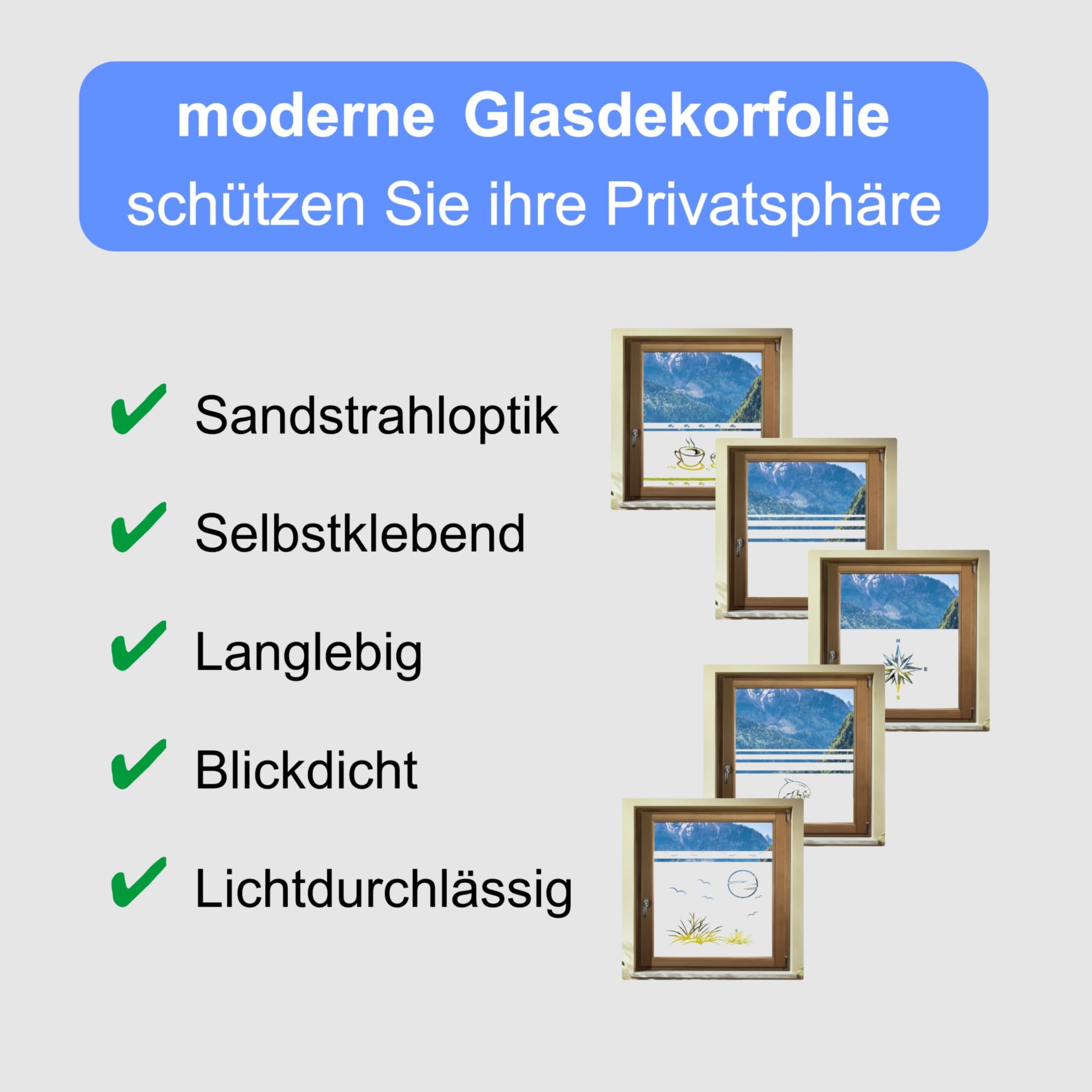 e650 Sichtschutzfolie Glasdekorfolie Bad Fenster Fensterfolie Keine Milchglasfolie # H 80 cm (100cm Breit x 80cm Hoch)