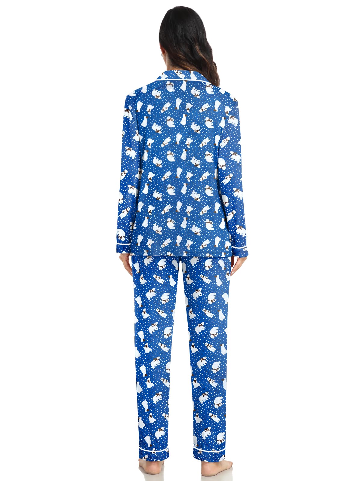 Pijamas de Navidad a juego para parejas, conjunto de pijama modal de manga larga con botones, ropa de dormir suave, ropa de descanso S-XXXL