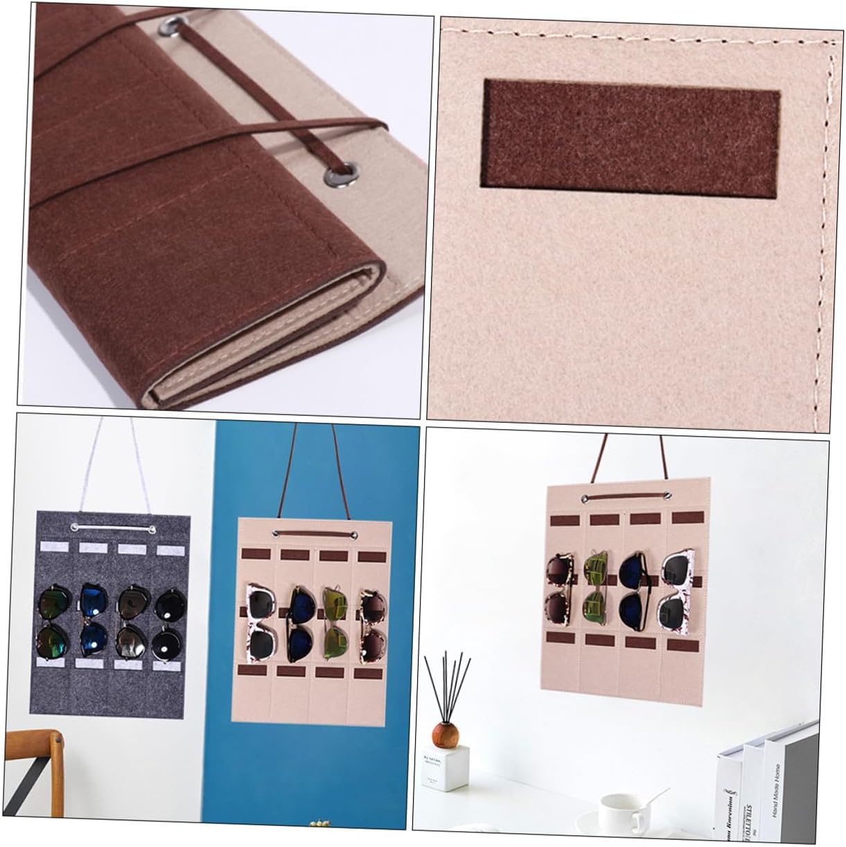 VALICLUD Felt Sunglasses Organizer Hanging Bag 30x40cm Small Storage Pouch Wall-Mounted Glasses Holder for Eyewear and Jewelry Storage