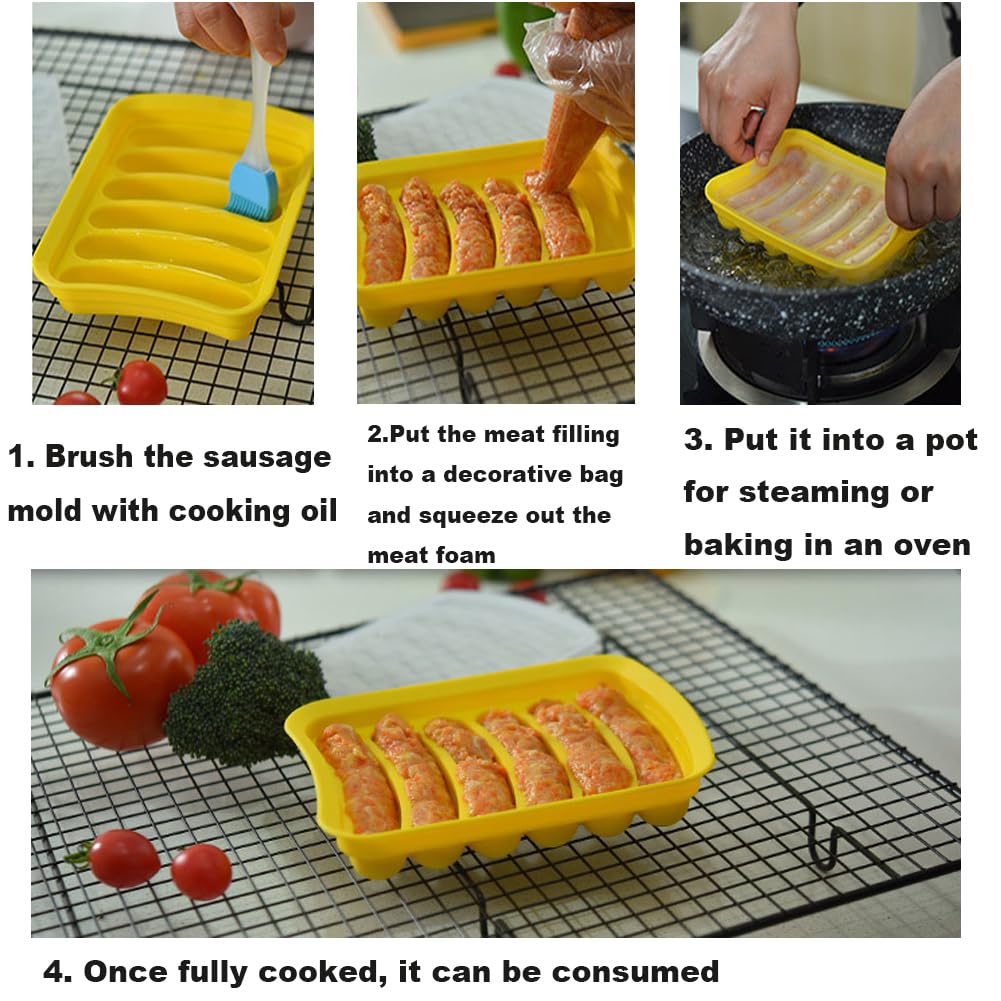 Produktbild von 3 Stück Lebensmittelechte Silikon Backform Flexible Hot Dog Und