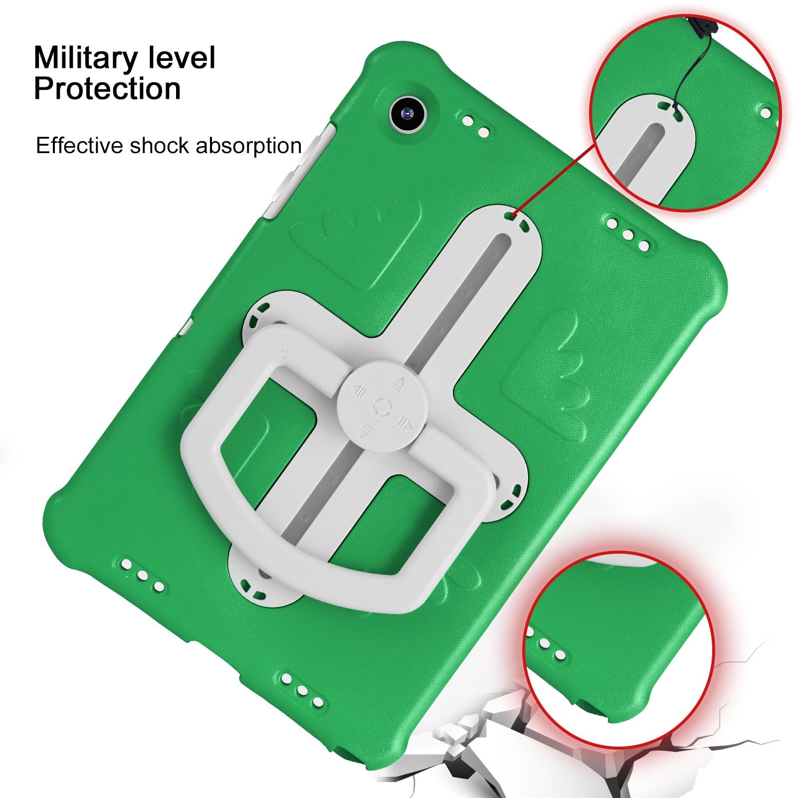 Custodia protettiva per tablet PC compatibile con Samsung Galaxy Tab A9 Plus SM-X210/SM-216/SM-X218 da 11 pollici, custodia robusta resistente con cavalletto girevole a 360°/copertura per mano e