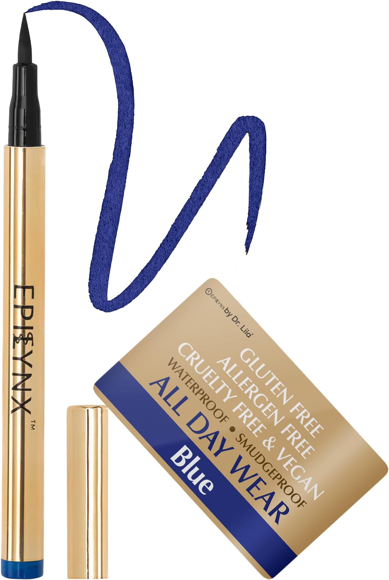 Liquid Eyeliner - Hypoallergenic Eyeliner with Fine Brush Tip, Long-Lasting Waterproof Eye Liner - Cruelty-Free, Vegan, Hypoallergenic, Gluten-Free, Smooth Application Liquid Eye Liner, Blue 2mL