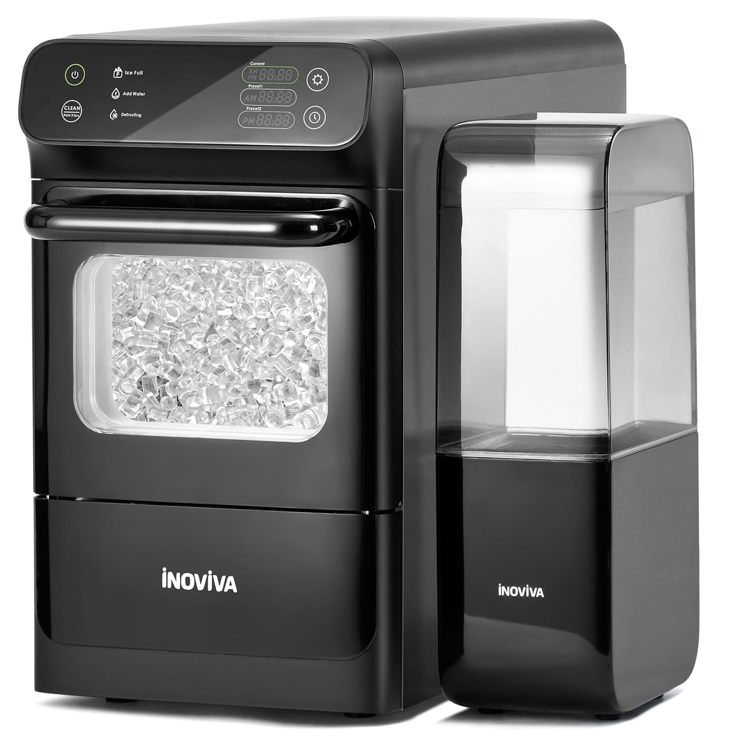 Nugget Ice Maker with 1.2 Gallon Tank, 40lbs/24H Soft & Chewable Ice, Automatic Water Supply, Preset Time, Self-Cleaning, Multifunctional Pellet Ice Machine for Home & Kitchen