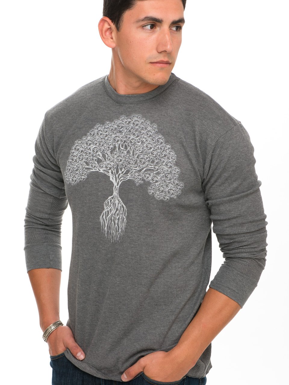 Super Buddha Men's Bodhi Om Tree Soft Blend Made in USA Long Sleeve Thermal