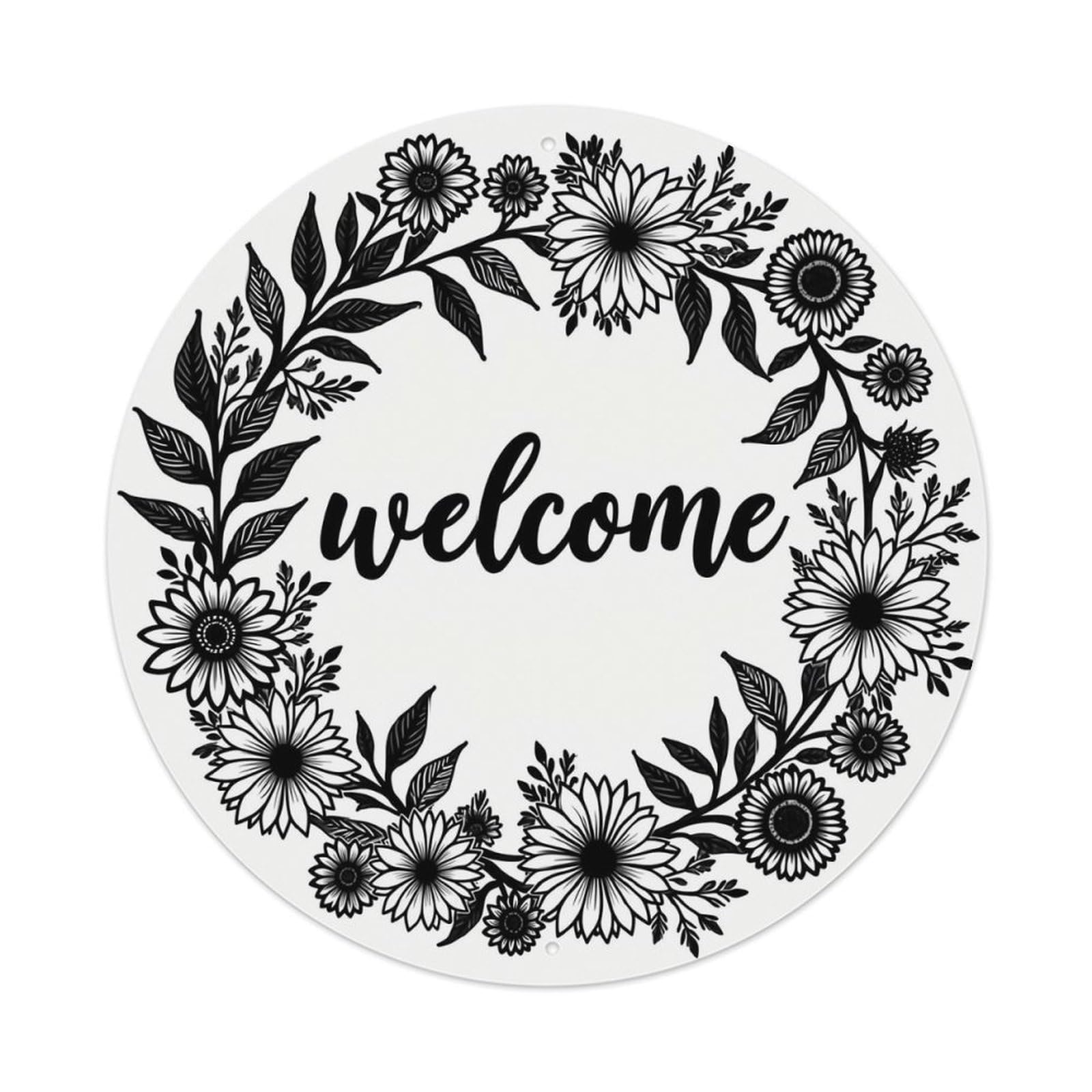 Jdyansheng Vintage Floral Wreath Welcome Sign Design Tin Sign Metal Poster Metal Signs For Home Man Cave Bar Cafe Kitchen Laundry Room Wall Decorations 8X8 Inches