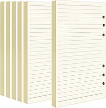 FANDAMEI 6 Pack A5 Refills Paper - 540 Pages/270 Sheets A5 Insert Ruled Lined Paper, 6 Hole Loose Leaf Punched Paper Refill for Diary Notebook