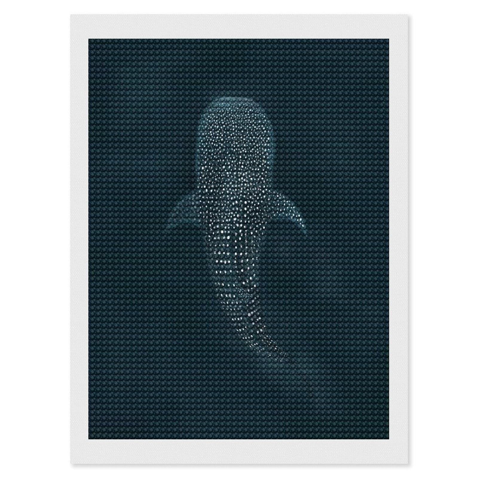 Junmoney Whale Shark Top View DIY Diamond Art Canvas Kit 12"x16", Pleasing Wall Art Project, Easy Handmade Project, Living Room Decor