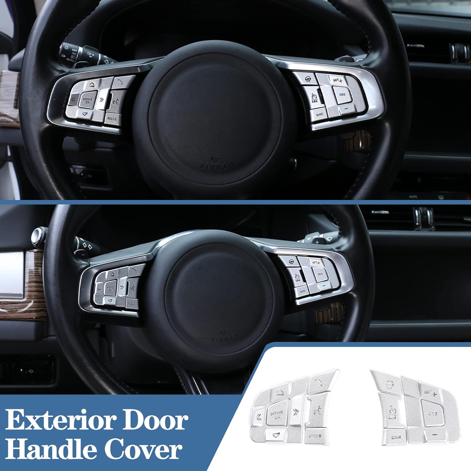 HAPPYHORSE Aluminum Alloy Car Multimedia Button Protective Cover Trim Sticker Decorative Accessories Compatible with Jaguar 15-21XE /16-21XF /16-21 F-PACE / 13-23 F-Type (High-end Silver) image 8 of 8 B0C5R1NGXS