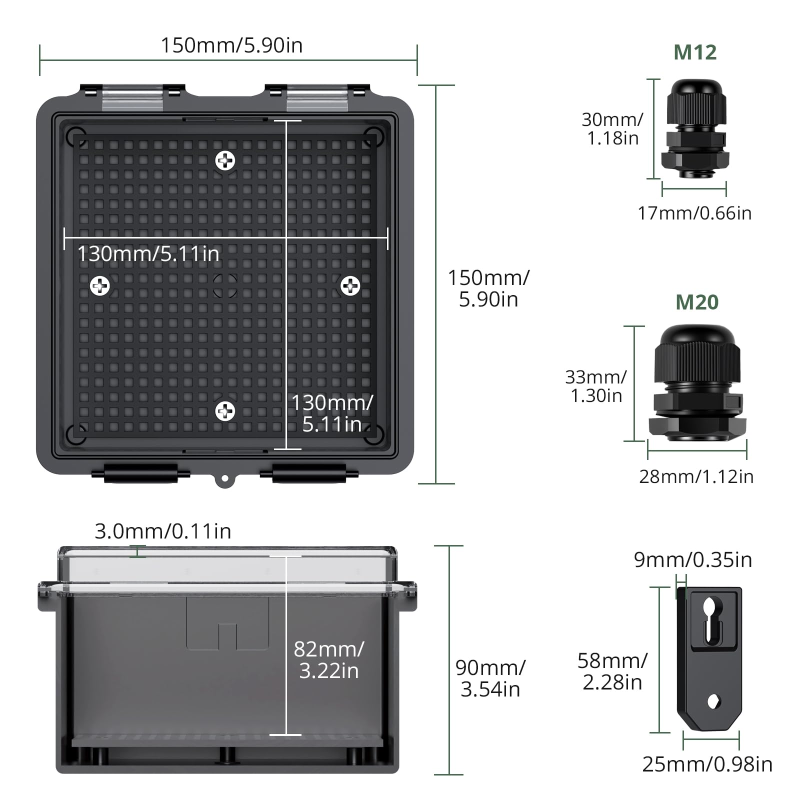 EYPINS Coffret Electrique Etanche Exterieur en ABS Boîte de distribution étanche Boîte de Jonction IP67 Étanche Idéal pour Irrigation Piscine et Projets DIY (15x15x9cm-Transparent)