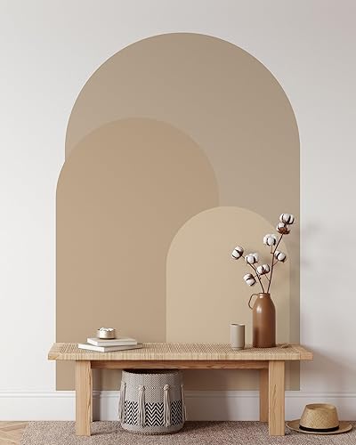 Miniatura 2 de Coloritto Calcomanía de pared moderna de arco beige arena, adhesivo para pared de arco de despegar y pegar, mural bohemio autoadhesivo extraíble,