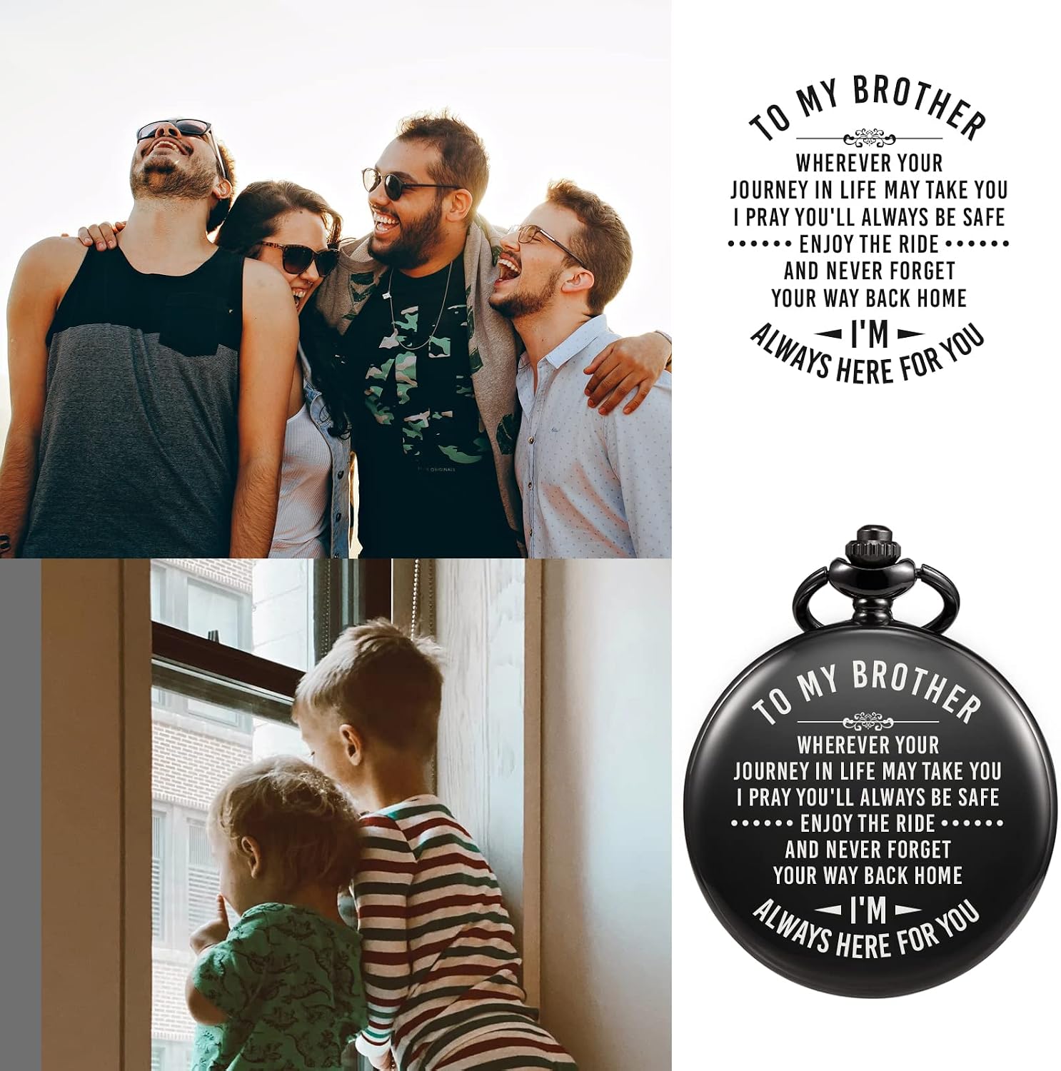 TREEWETO Mens Engraved Pocket Watch Gifts for Brother, Unique Birthday Gift Ideas for Man, Graduation Gifts for Him, Present for Men