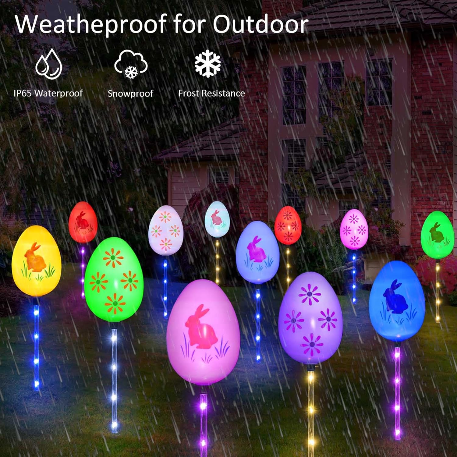 Windpnn Upgraded 8-Pack Solar Easter Egg Stake Lights for Easter Decorations, Outdoor Waterproof Solar Easter Yard Stake Lighted Egg Lights for Garden Patio Yard Pathway Lawn Decor (Big Egg)