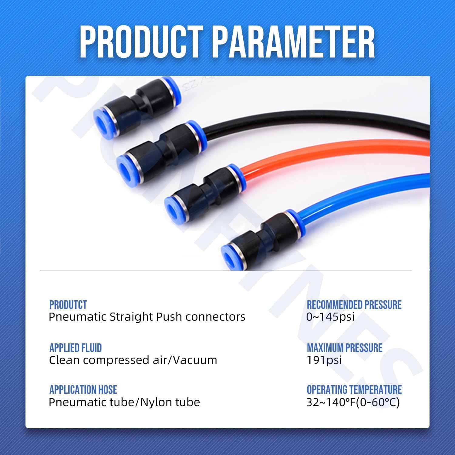 20PCS Straight Push Connectors Quick Release Plastic Push to Connect Fittings 5/16" inch Quick Connect Air Hose Fittings (5/16'', Blue)