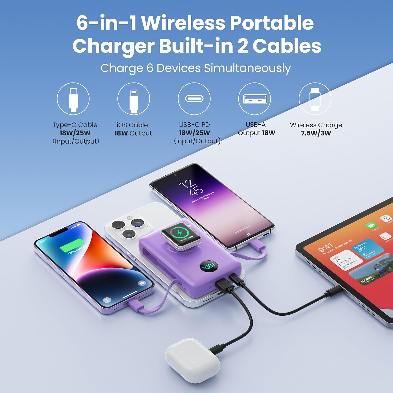 APHUWJ HX100N1 Magnetic Portable Charger charging an Apple Watch
