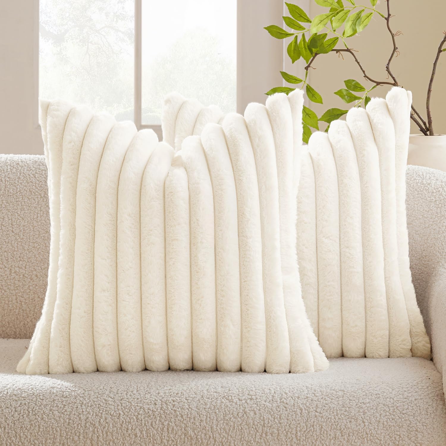 NATUS WEAVER White Velvet Decorative Throw Pillow Covers