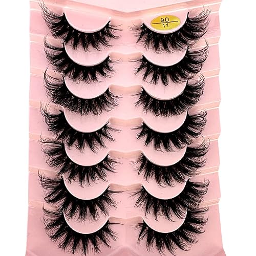 Miniatura 6 de HBZGTLAD 7 pares de pestañas de media pestaña segmentadas manga 3D, pestañas de banda transparente 3D, pestañas de aspecto natural, pestañas de