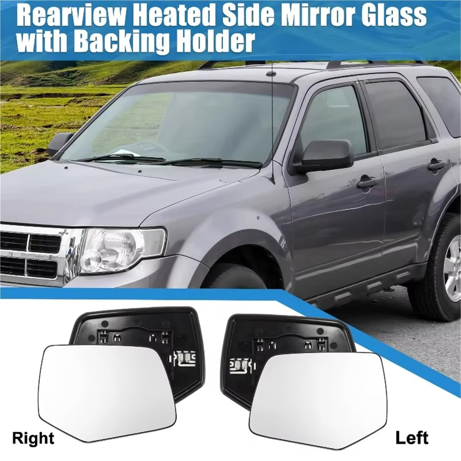 Vetro Specchietto Laterale Compatibile Con Ford Per Escape 2008-2012 Lente Specchietto Retrovisore Riscaldato Vetro Specchietto Laterale Versione USA 8L8Z17K707G AL8Z17K707E