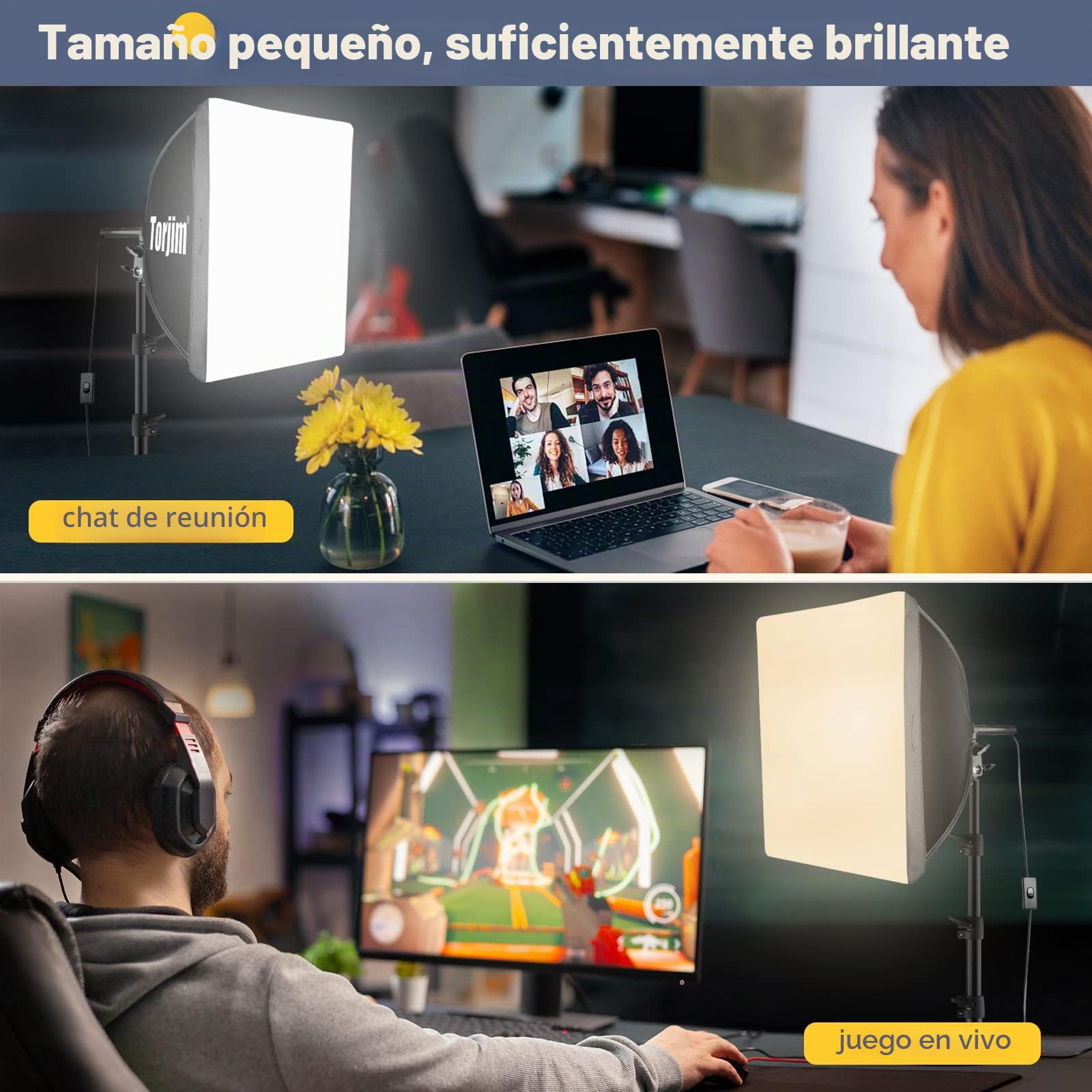 Torjim - Kit de iluminación para fotografía de Softbox, 16 x 16 Pulgadas, Kit de iluminación Profesional de Softbox con Bombillas LED de 85 W, 3000-7500 K, Luces de Estudio para fotografía/grabación