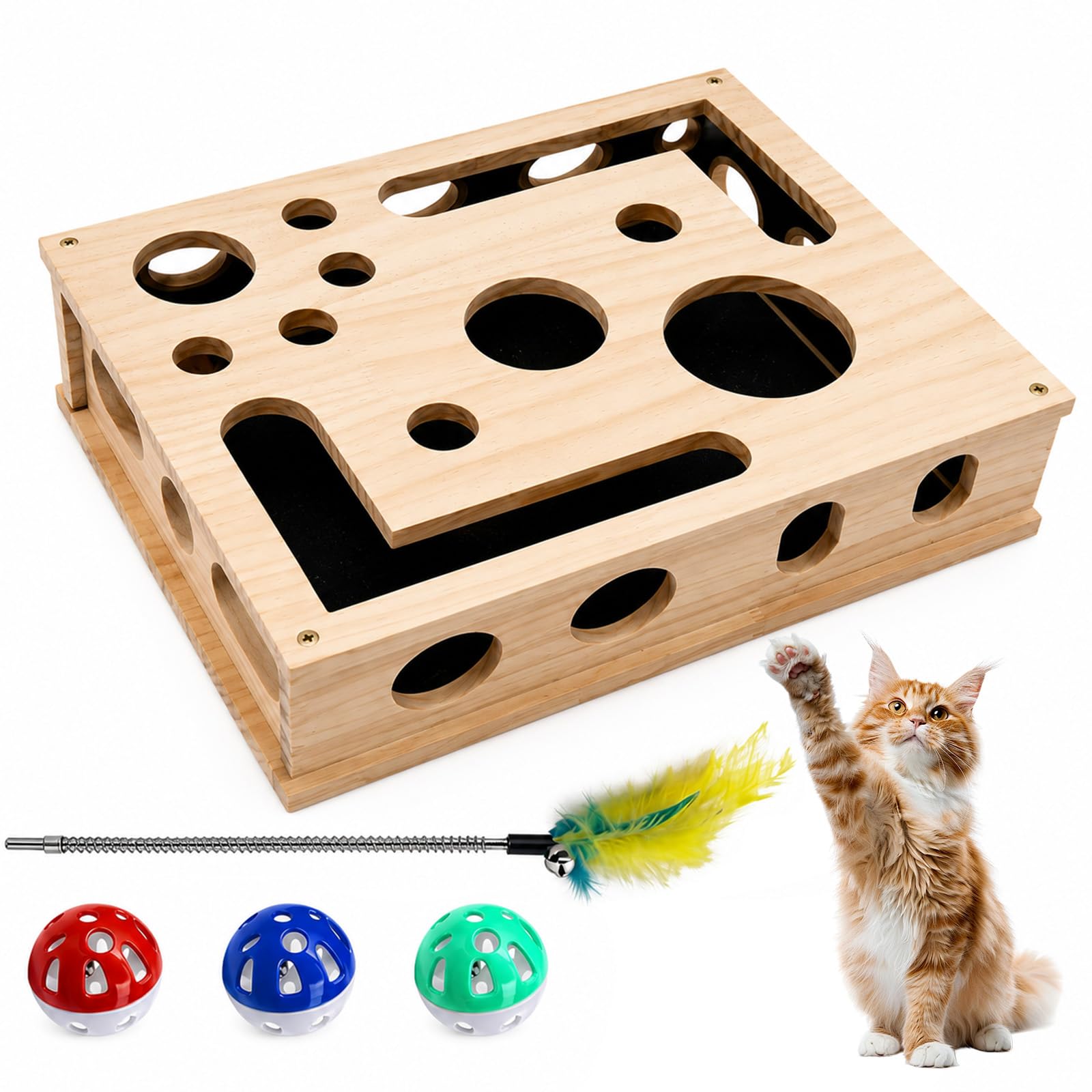 Cat Scratch Box, Puzzle Cat Nail File Scratcher for Indoor Cats Scratching