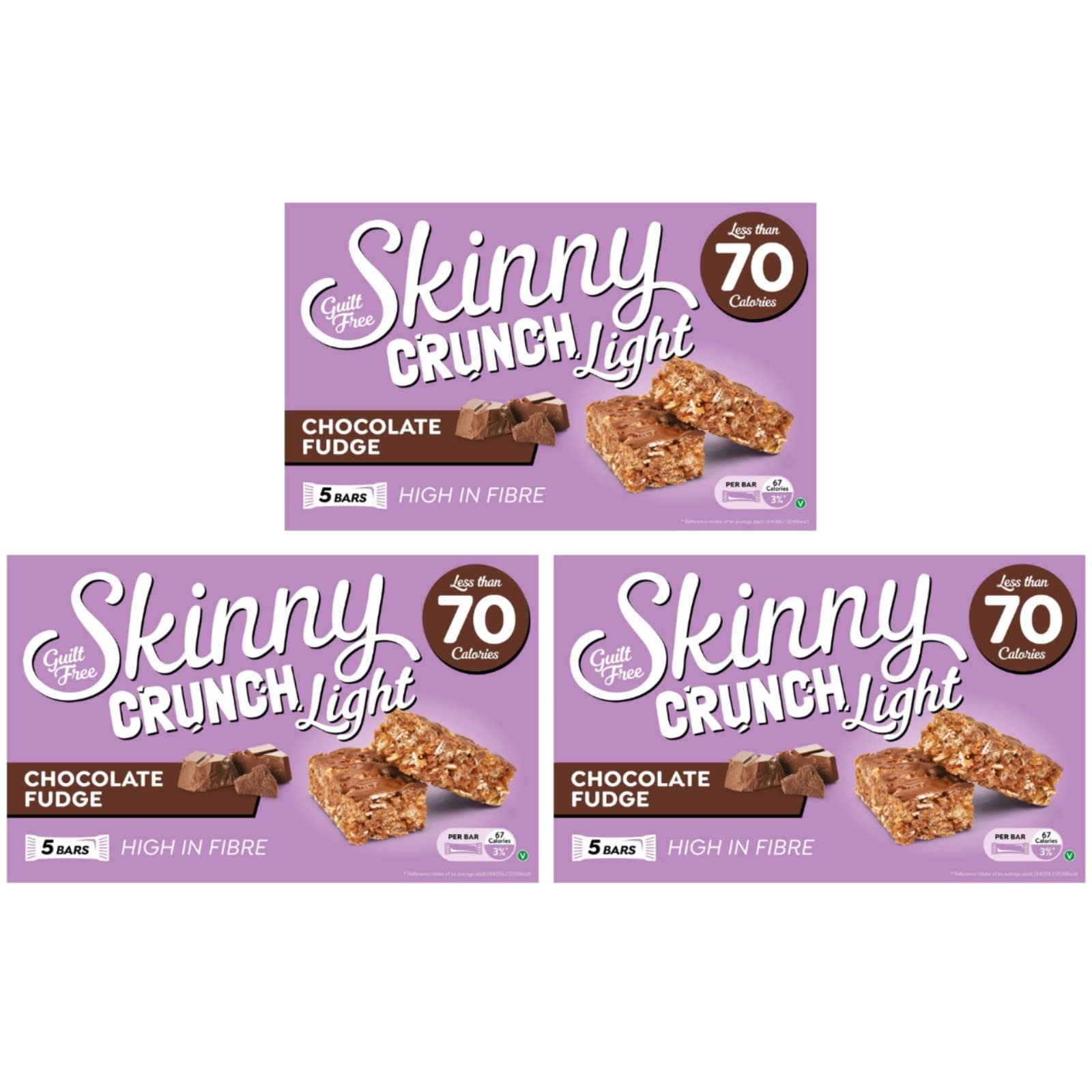 3 x (5 x 19g Bars) Crunch Light Chocolate Fudge