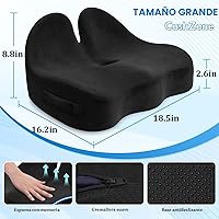 Vista 2 de Cojín de Asiento, Cojín de Asiento de Espuma Viscoelástica para Silla de Oficina para Sillas de Oficina/Automóvil/Viaje Largo/Silla