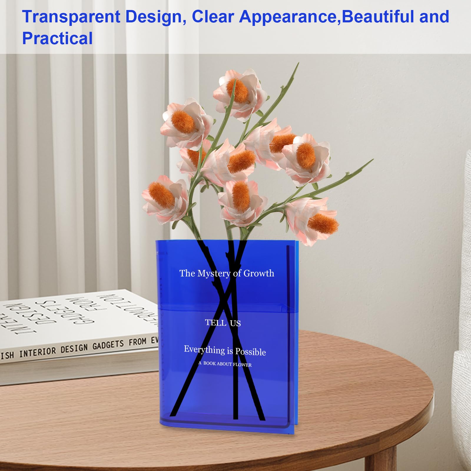 Vaso Trasparente, Wbbrbbr Libro Vaso Trasparente Vaso per Fiori, Libro Chiaro Fiore Vaso, Acrilico Libro Vaso Decorazione Tavolo Soggiorno per Arrangementi Floreali E Decorazione Domestica