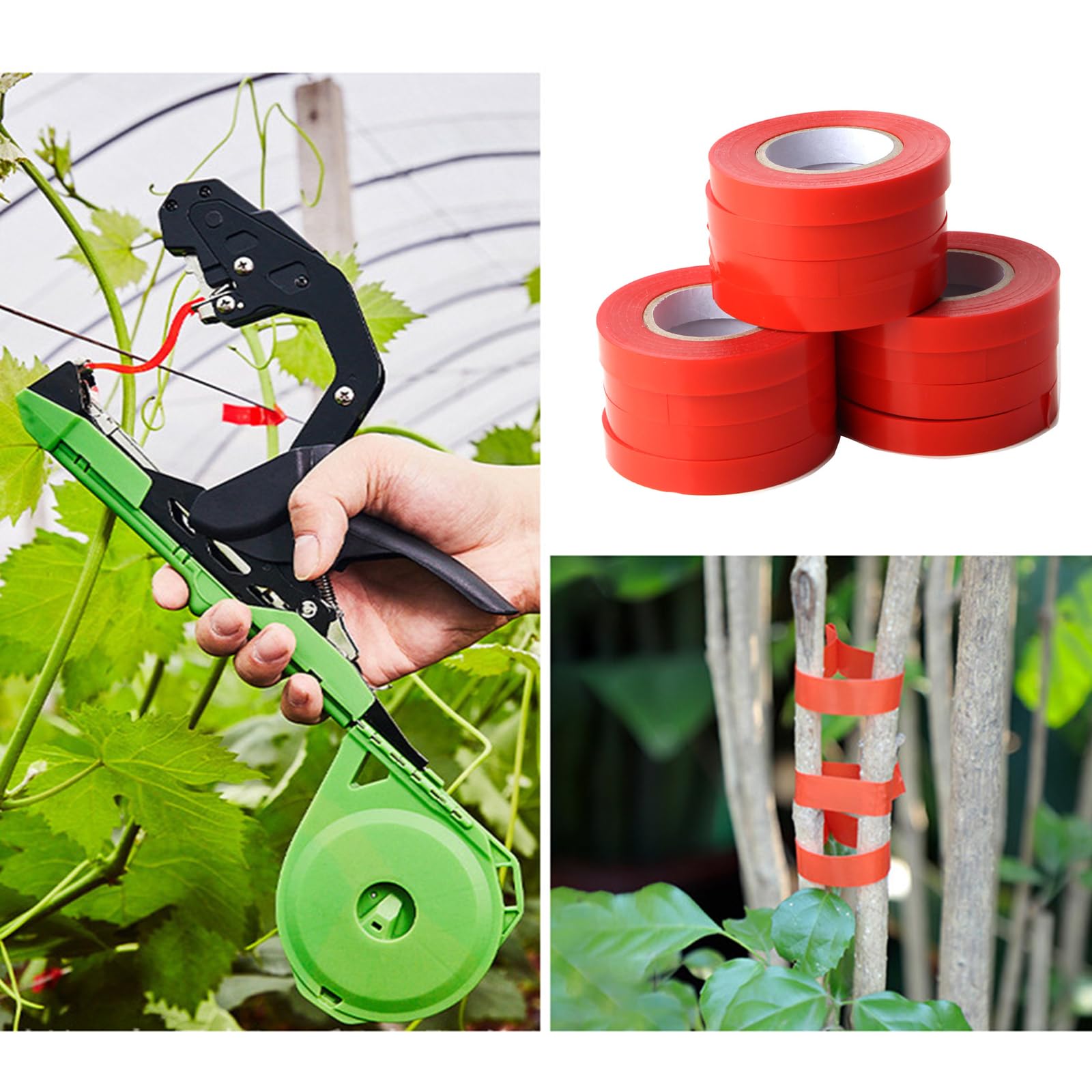 Nastro adesivo per legatrici vegetali, strumento con 20 rotoli di nastro, 1 scatola di graffette, nastri per macchine per legare piante da giardino per potare verdure