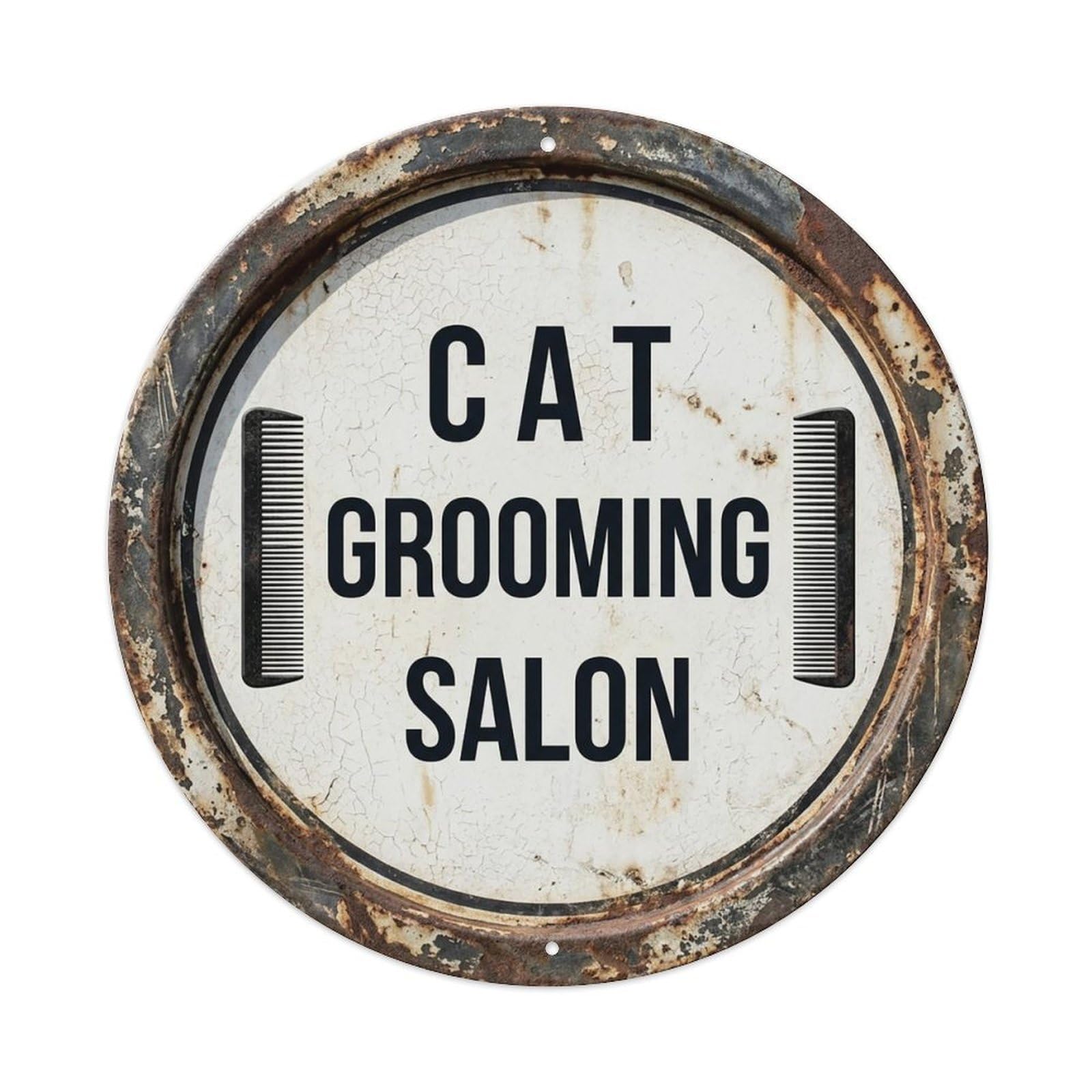Vintage Cat Grooming Salon Decor Vintage Metal Tin Sign Plaque Wall Decor for Cafe, Club Bar, Office, Garden Metal Poster 8x8Inch