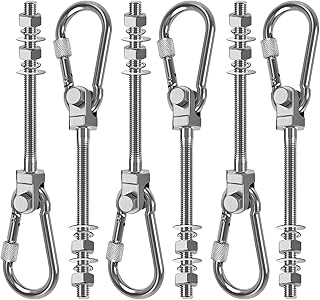 SELEWARE 6Pcs Heavy Duty Swing Hangers, 1500LB Capacity Stainless Steel Swing Set Hooks for Wood/Steel Beam, 5" x M2/5" Porch Swing Hardware for Playground Swing Hammock Chair Yoga Silk Punching Bag