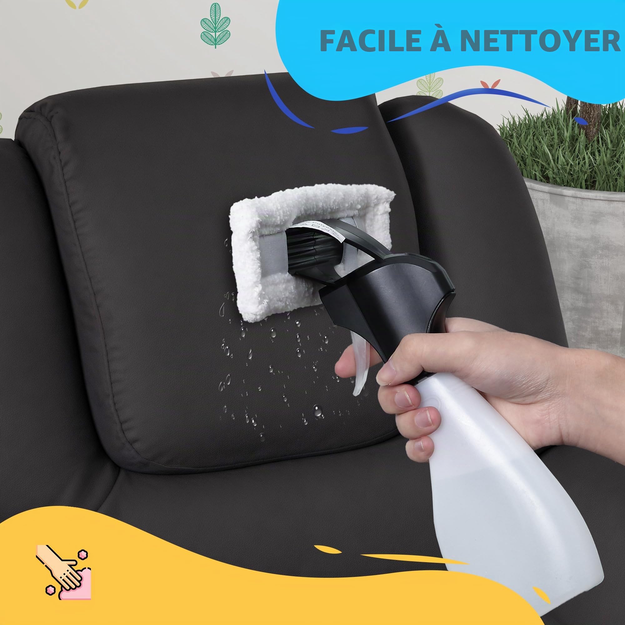 HOMCOM Fauteuil de Repos pour Enfants, Fauteuil pour Enfants en Cuir PU, pour, pour Jeunes avec Dossier réglable, Repose-Pieds, Appui-tête rembourré, Porte-gobelet,