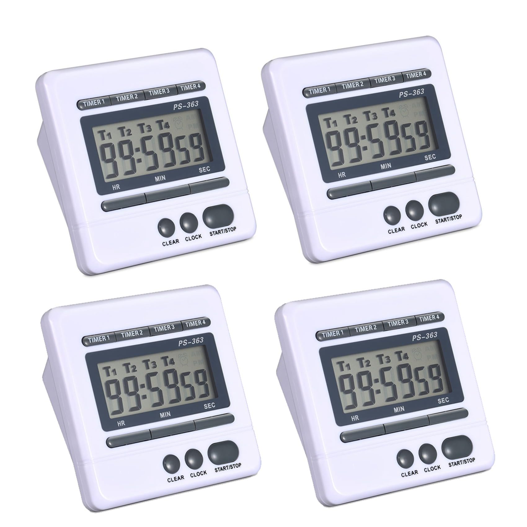 Hndhbfgrt 4X Digital Countdown Timer 4 Channel Count Up Down Kitchen Cooking Timer Clock