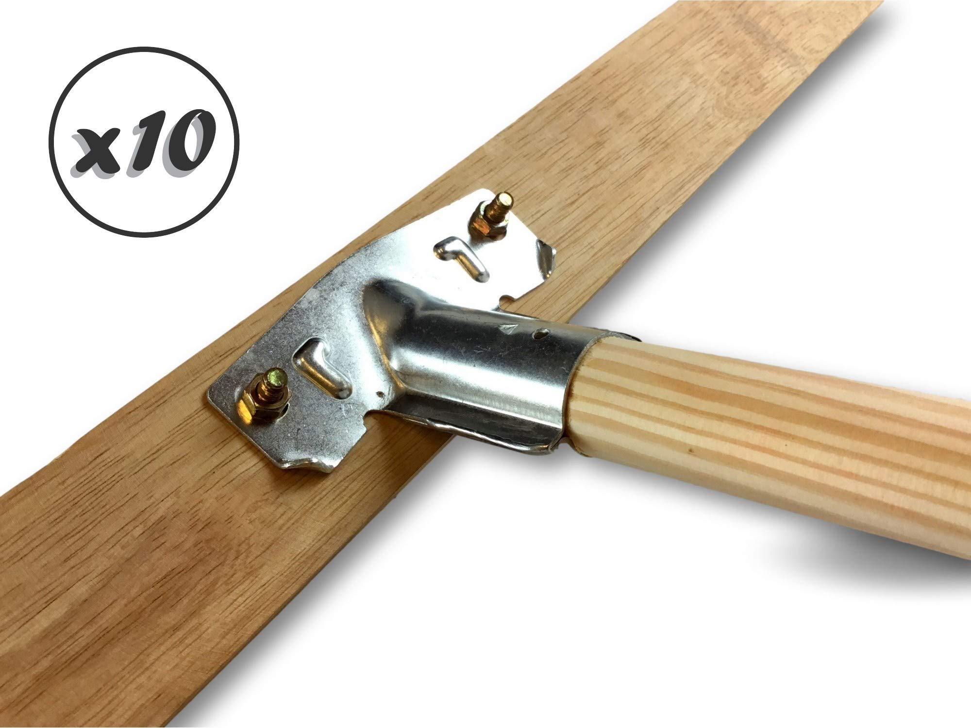 Miotła warsztatowa typu kantonier | Zestaw 10 | Track Outdoor | Długość 100 cm | Wypełnienie naturalnej szczotki z włókna kokosowego | Drewniana podeszwa | Metalowe tulejki Ø 28 mm | Z uchwytem | Kibros 2090Mx10