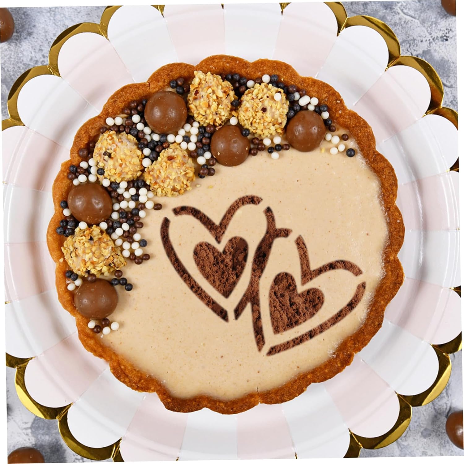 jojofuny 8pcs Cake and Coffee Decorating Stencils Set, Hollow DIY Cake Baking and Latte Art Templates for Dessert, Cappuccino Foam, and Coffee Art Decoration