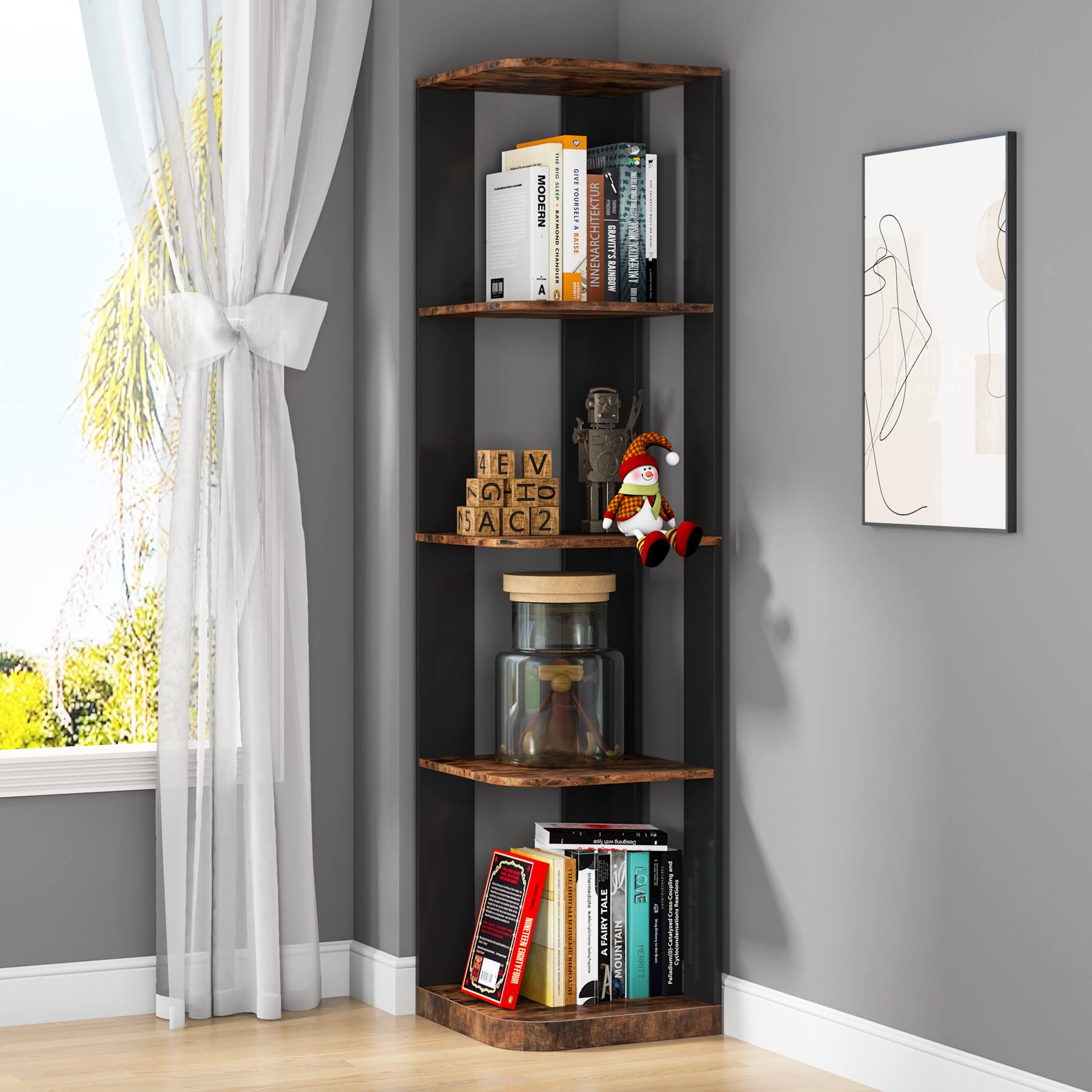 Tribesigns Super Sturdy 5Tier Corner Shelf, Space Saving Corner