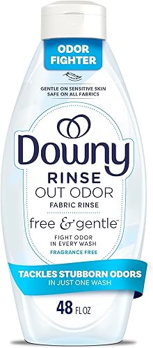 Downy Removedor de olores y suavizante de telas sin enjuague y refrescante, sin fragancia, 48 onzas líquidas, sin tintes ni perfumes pesados