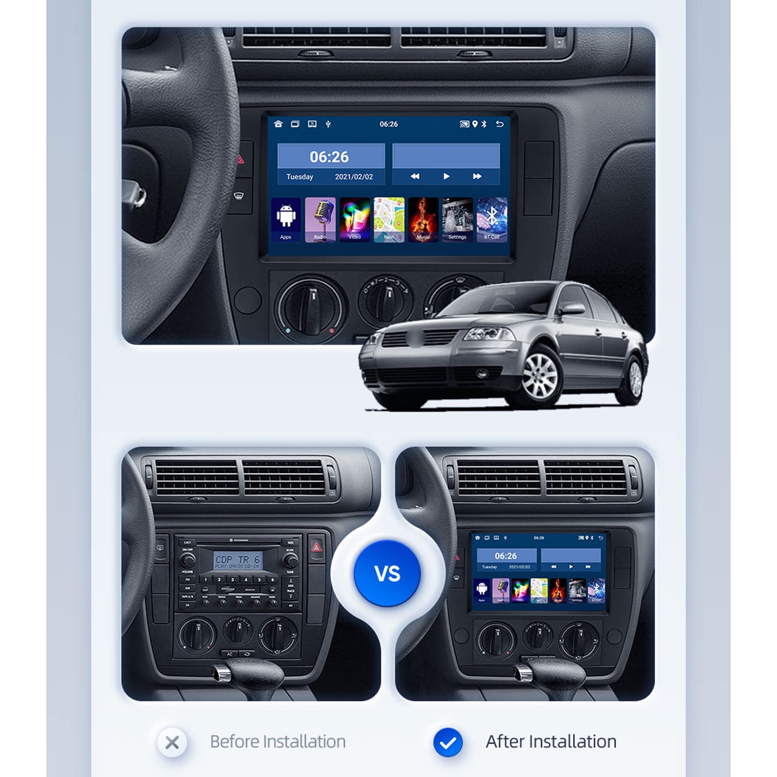 Autoradio 2 Din NHOPEEW Con Carplay E Android Auto Wireless - Schermo 7 Pollici, Doppia USB, Telecamera Posteriore, Comandi Volante - 6