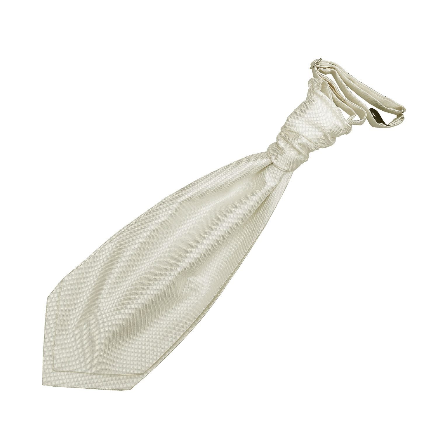 DQT Mens Solid Check Pre-Tied Scrunchie Cravat – Wedding Formal Ruche Ascot Cravat - Ivory