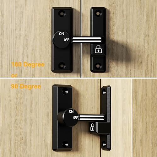 Miniatura 3 de ETEKJOY Cerradura de cierre abatible de 90180 grados de apertura izquierdaderecha deslizanteoscilante para puerta de seguridad del hogar, granero,