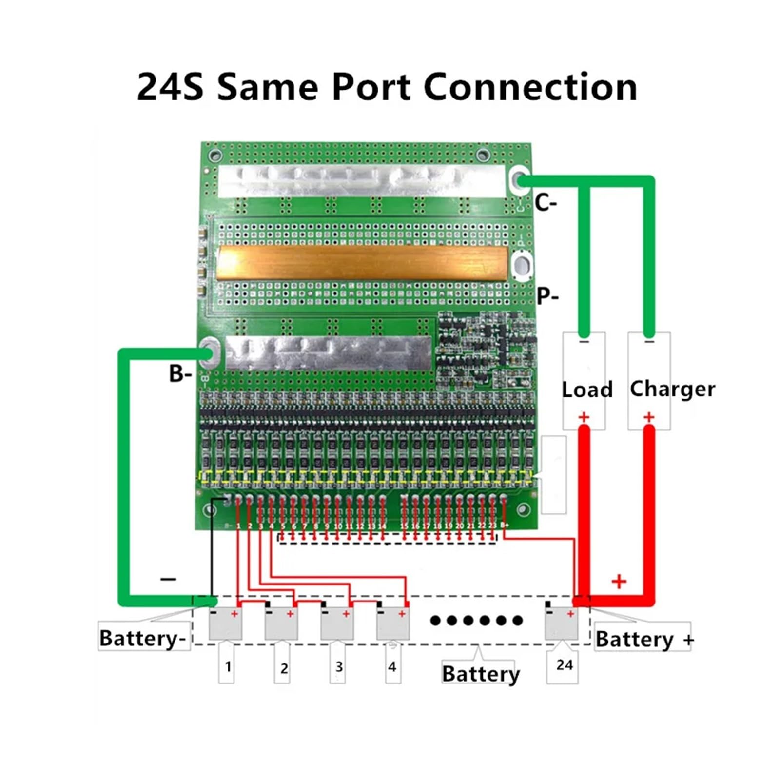 Płyta BMS, 6-24S BMS 60V 72V 86V Lipo fosforan żelaza/Lifep04 50A 80A 120A 150A wysoki prąd tablica zabezpieczająca baterię ten sam Port(24S 150A 3.2V Same)
