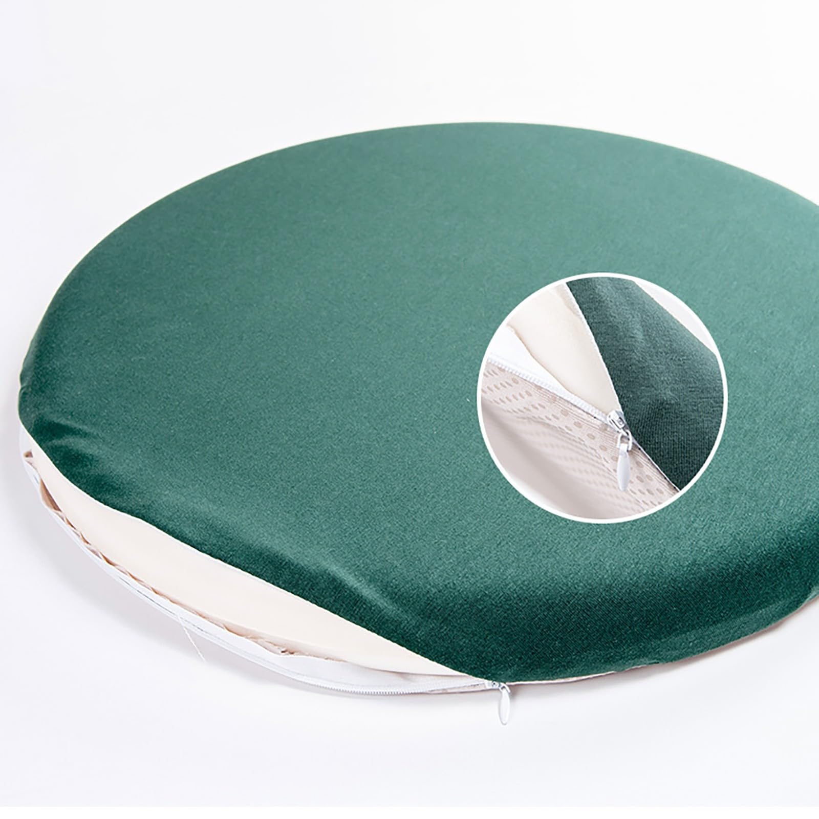 4er Set Sitzkissen Rund 35x35 cm - 3.5 cm Hoch rutschfest & Gemütlich Stuhlauflage - Abnehmbar & Waschbar Baumwolle Stuhlkissen für Wohnzimmer, Büro, Konferenzraum, Küche, Gartens, A-4er Hellgrau