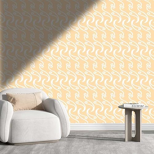 YANFENQI Stick and Peel Wallpaper Beige Papel Tapiz para Cocina Abstract Lines Wallpaper for Bedroom Easy to Clean (W) 78.7" X(H) 59"
